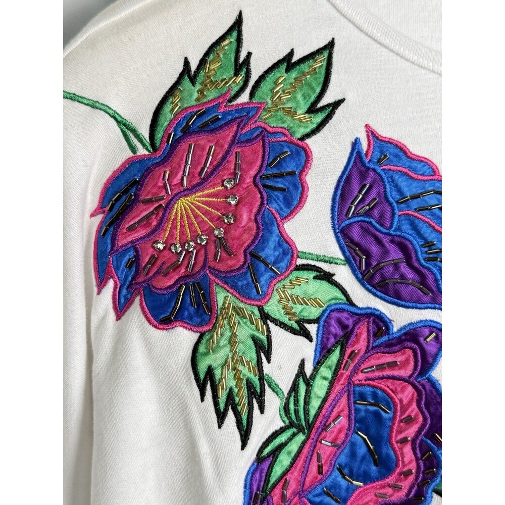 Vintage Raoul Embroidery Appliqué Beaded 3/4th Sleeve Top Sz Medium New - Picture 3 of 8